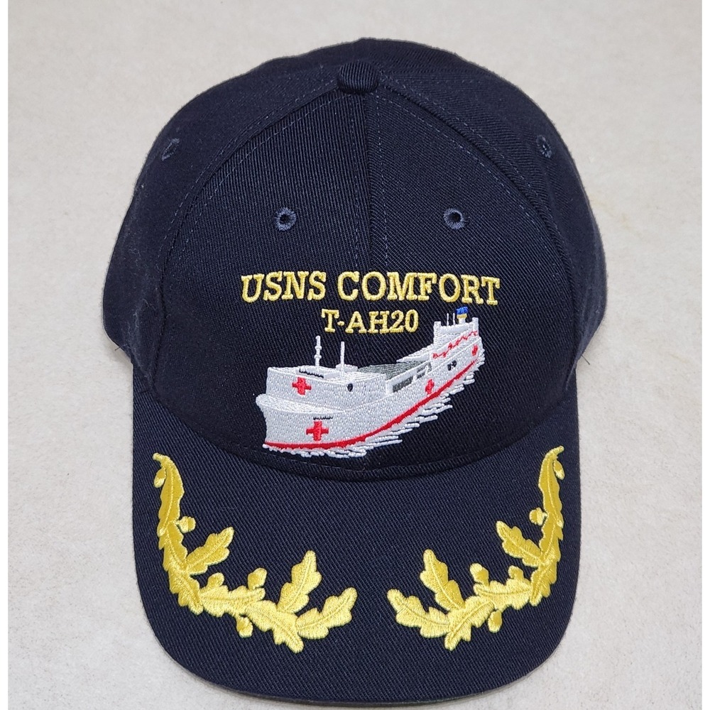 Vintage USNS Comfort T-AH20 SNIPS Adjustable Snap‎ Back Hat 12% Wool Made In USA